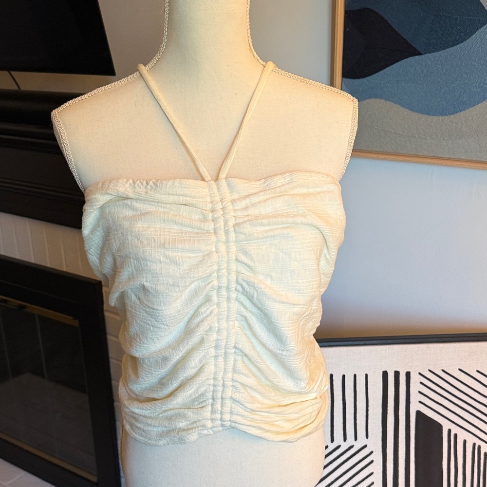 Pilcro Cream Ruched Camisole Top